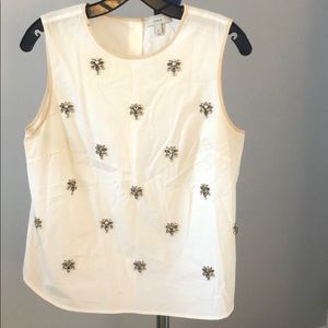 J. Crew Cotton Tank with Embellishments